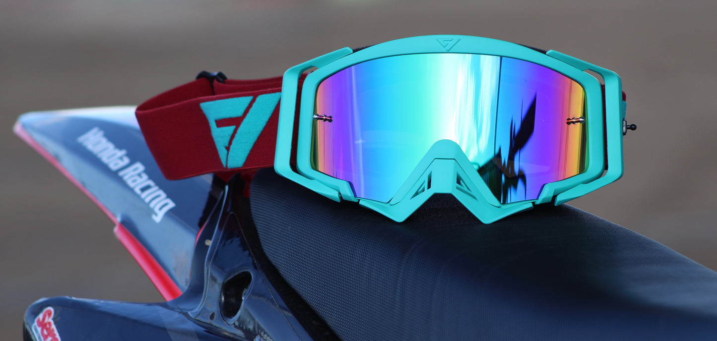 Flow Vision Rythem™ Motocross Goggle: Crimson/Teal