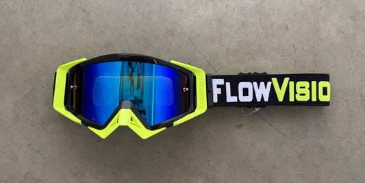 Flow Vision Rythem™ Motocross Goggle: Black/Flo Yellow