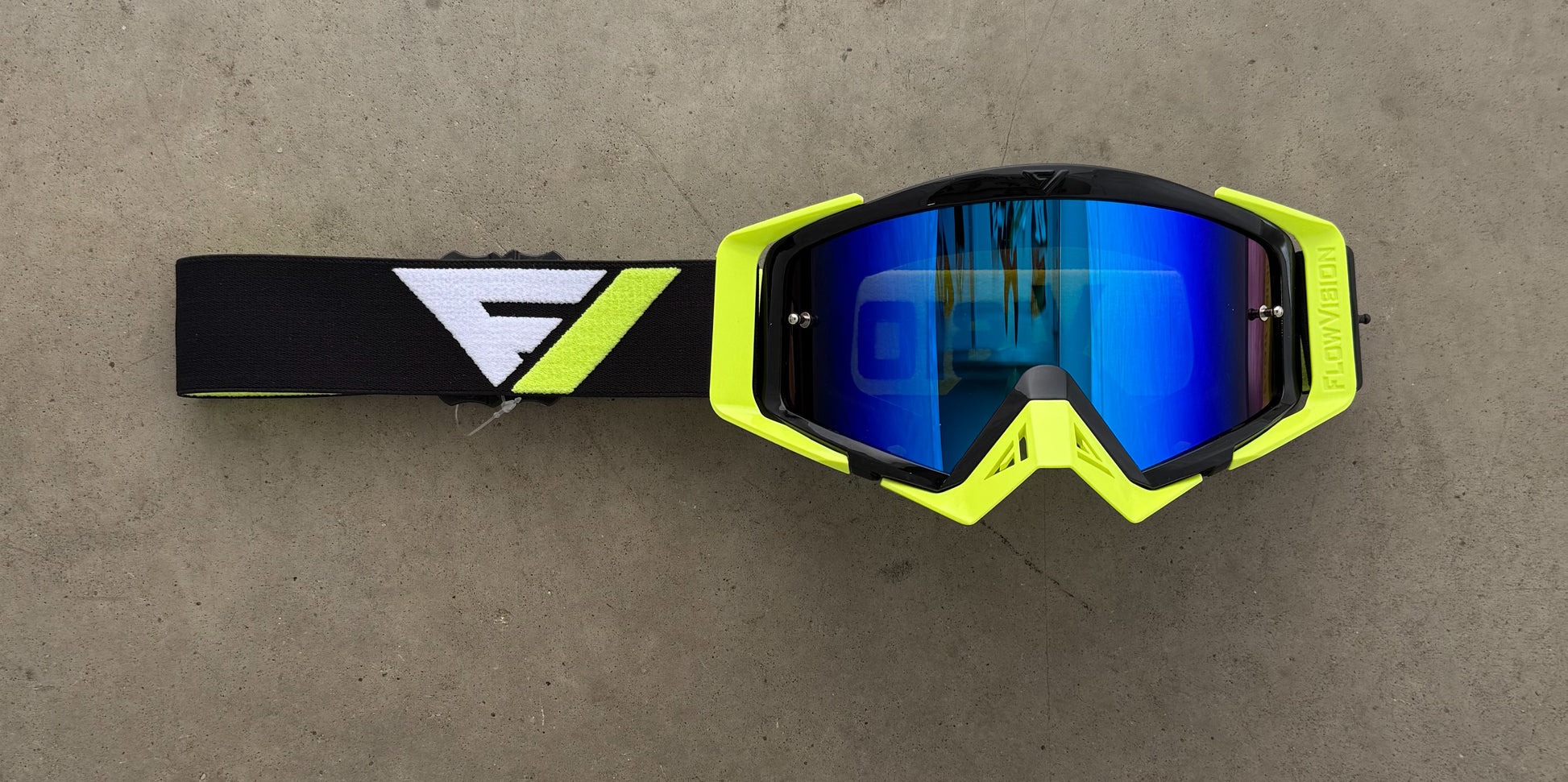 moto goggle Flow Vision Rythem™ Motocross Goggle: Black/Flo Yellow – Flow Vision L.L.C