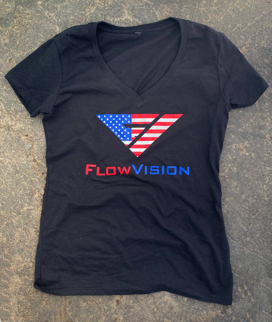Flow Vision Women's V-Neck Lady Liberty: Black
