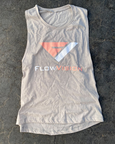 Flow Vision Women's Muscle Tank: Ash/Peach
