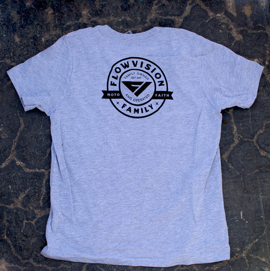 Flow Vision Youth T-Shirt: faith, Family, Moto